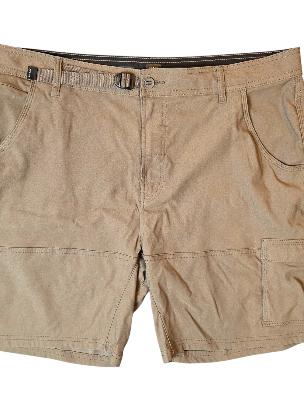 PrAna Mens Stretch Zion Cargo Shorts 38/8 Tan Gorpcore Outdoor Nature